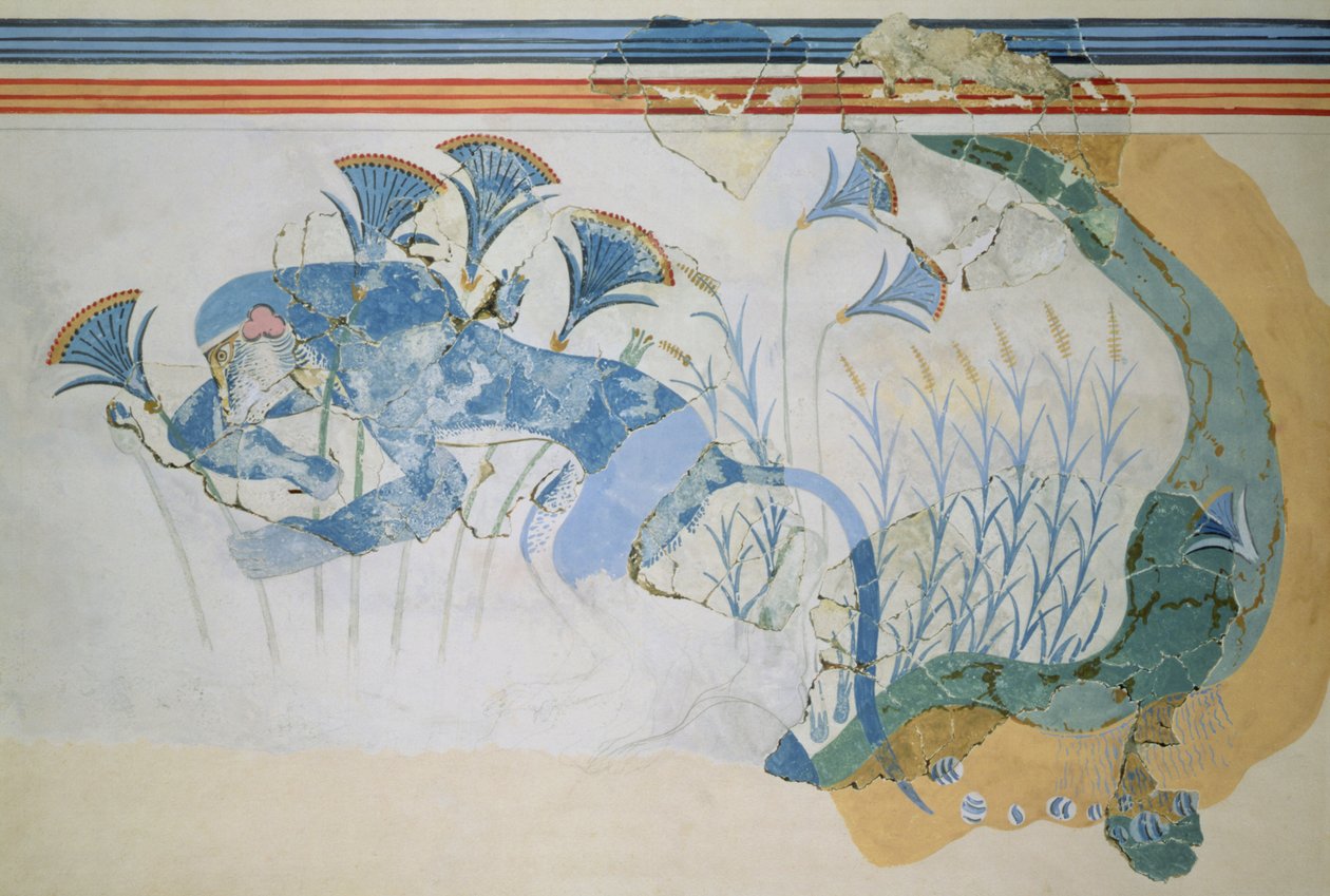 Kék majom freskó, Knossos palota, Kréta, Kr.e. 1500 körül (freskófestmény) alkotó: Minoan