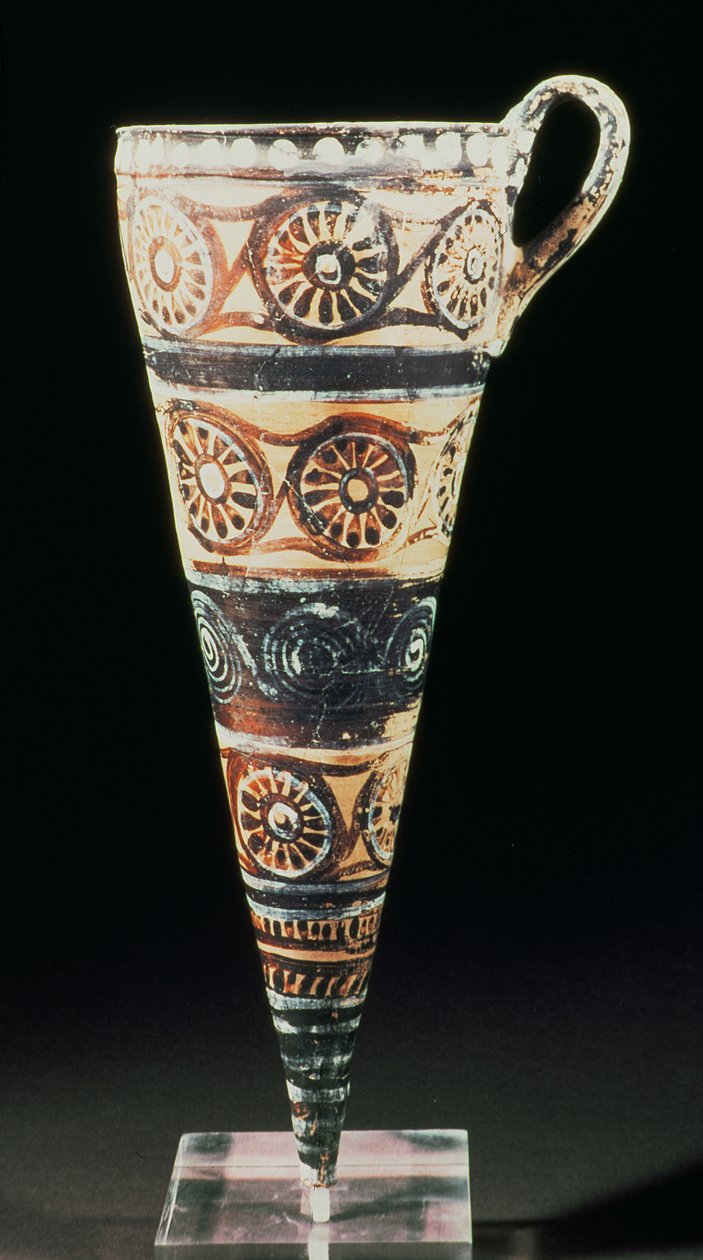 Kúpos rhyton, a déli Kikládok Théra (Szantorini) szigetén lévő Akrotiriből, Kr.e. 1500 körül (polikróm agyag). alkotó: Minoan