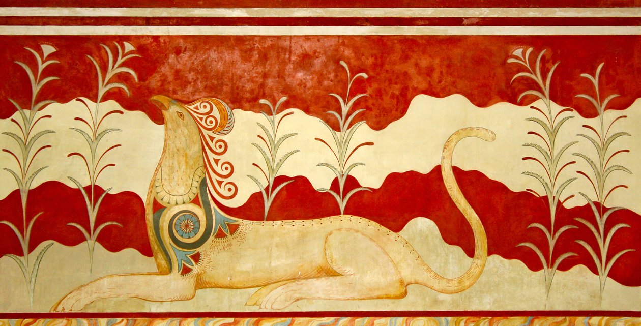 Griffin a trónnal szemben, Trónterem, Knósszosz, Kréta, ie 1550-1450 alkotó: Minoan