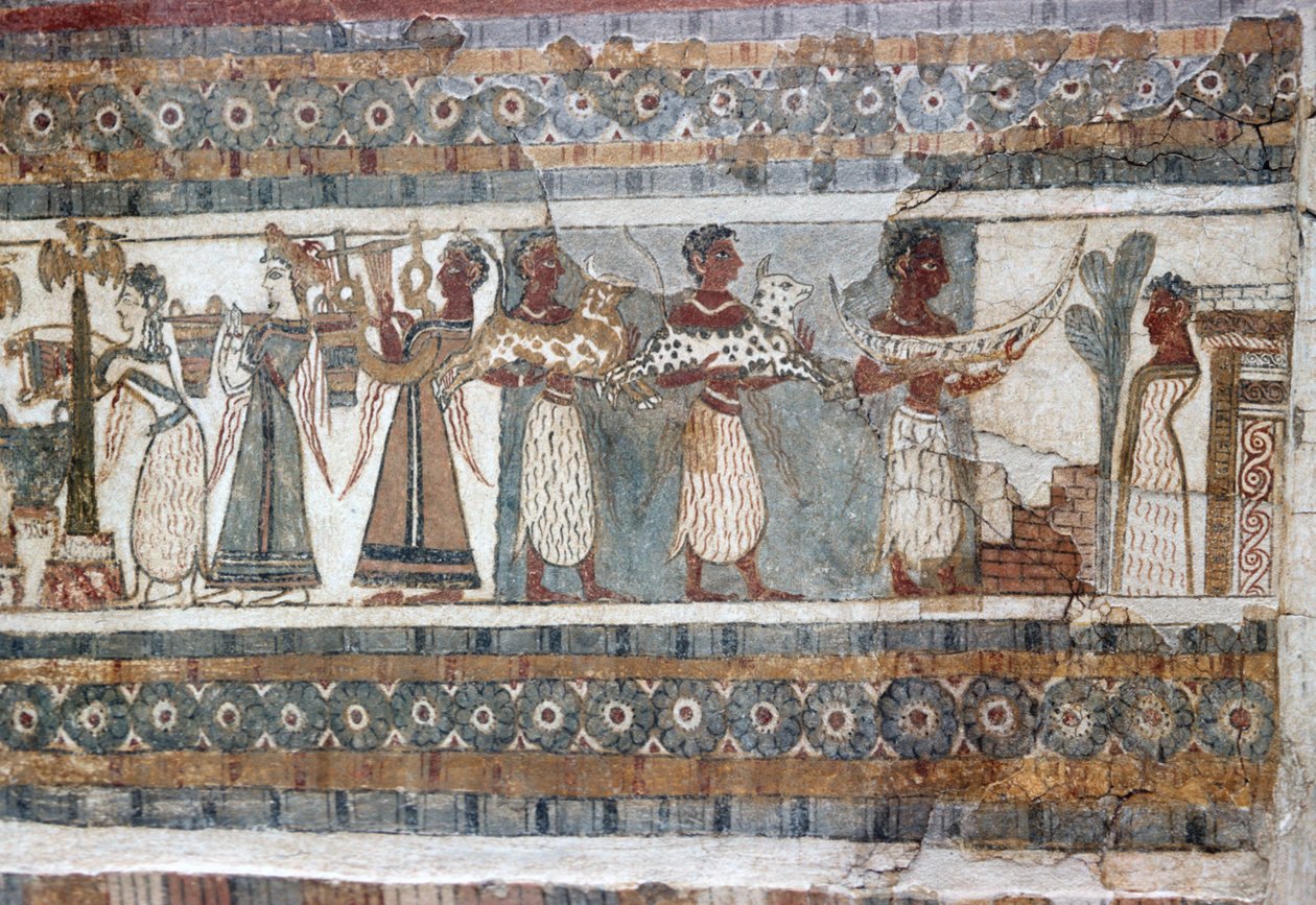 Részlet, freskó szarkofágon a Hagia Triada-ból alkotó: Minoan