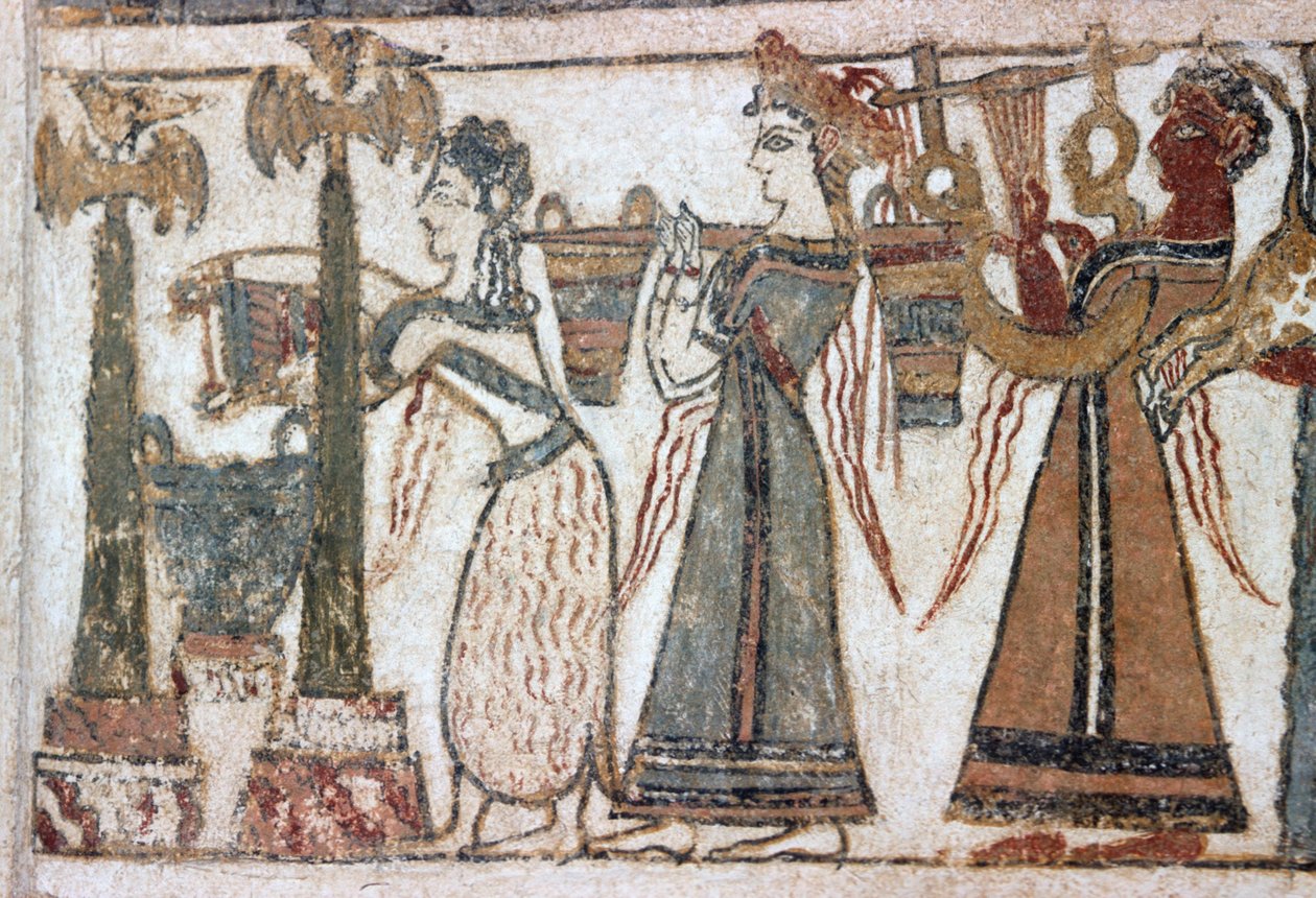 Részlet, freskó szarkofágon a Hagia Triada-ból alkotó: Minoan