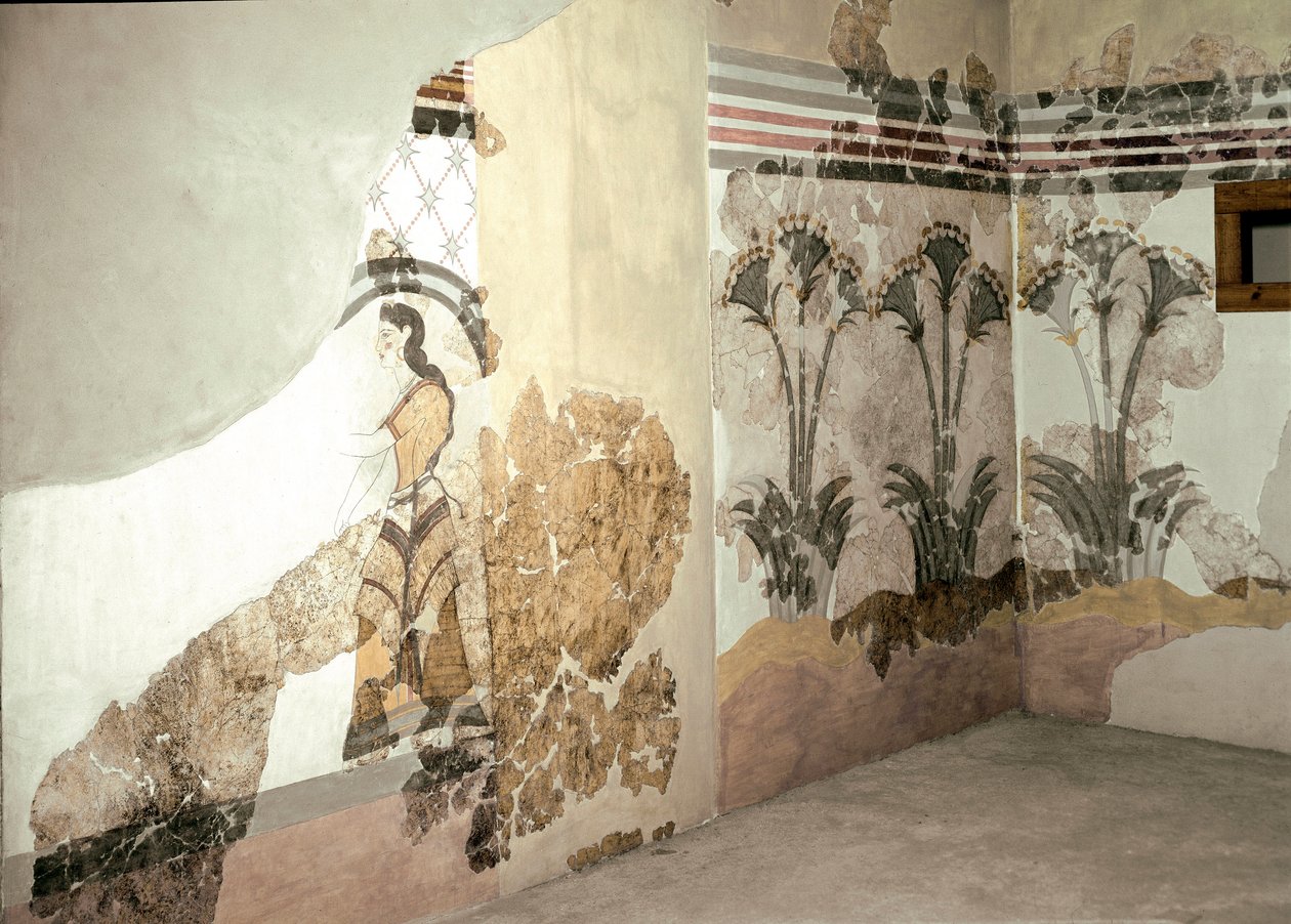 Minószi művészet: „The Woman with Lys”” Freskó a Santorini-i Akrotiriből. Kr.e. 16. század. Athén, Nemzeti Régészeti Múzeum alkotó: Minoan