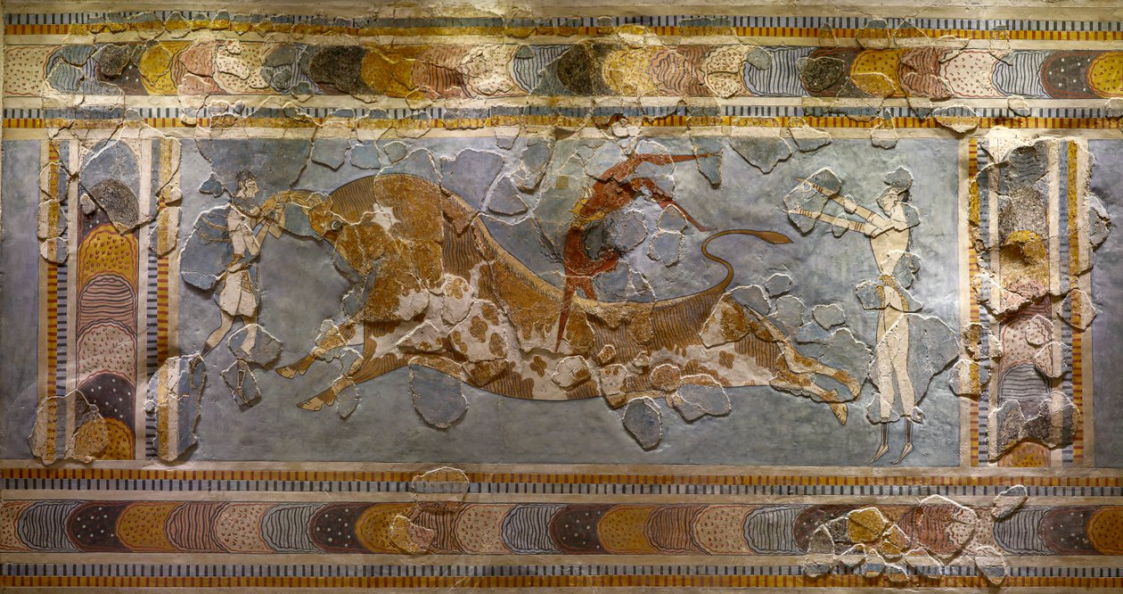 A Bikaugráló freskó részlete. Knósszoszban találták alkotó: Minoan