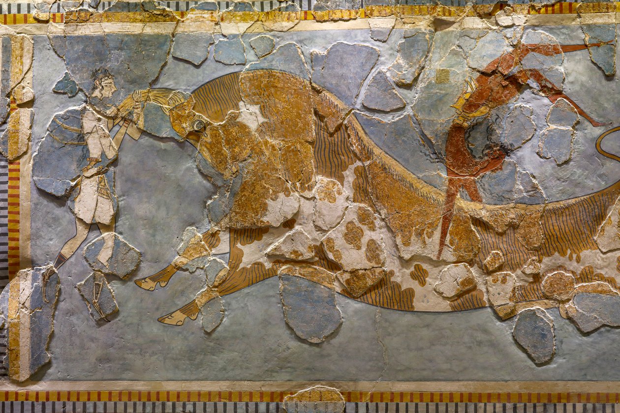 A Bikaugráló freskó részlete. Knósszoszban találták alkotó: Minoan