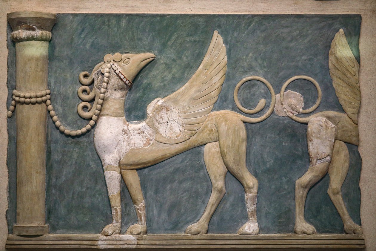Nagy domborműves griffek freskója. Knósszoszi palota. Kr.e. 1600-1450 alkotó: Minoan