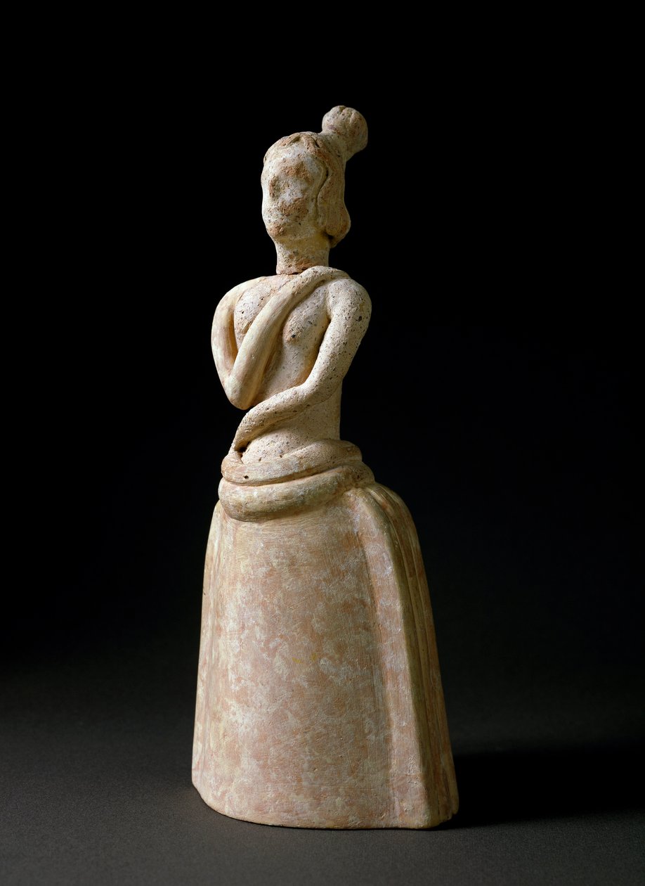 Minószi művészet: terrakotta női figura istentiszteletben. A krétai Piskokephalo szentélyből. Kr.e. 1700-1450. Homályos. 24,6 cm Heraklion, Régészeti Múzeum alkotó: Minoan