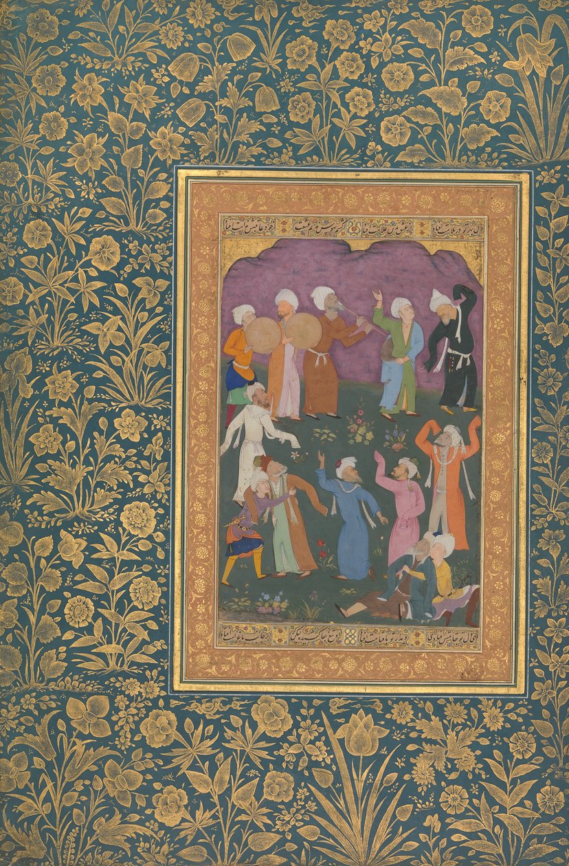 Táncoló dervisek, Folio a Shah Jahan albumból, recto: kb. 1610, verso: kb. 1530-50. alkotó: Mir 