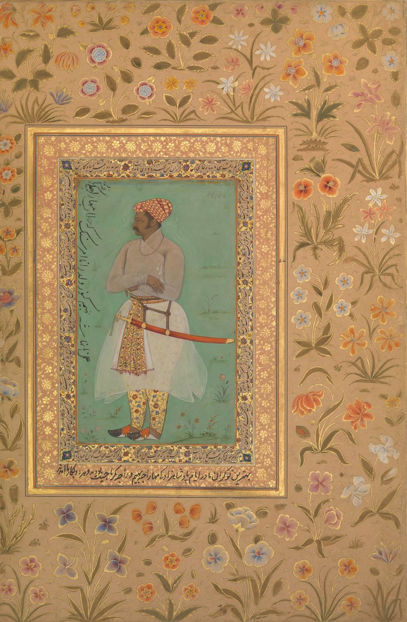 Maharaja Bhim Kanwar portréja, Folio a Shah Jahan albumból, verso: kb. 1615-29 alkotó: Mir 