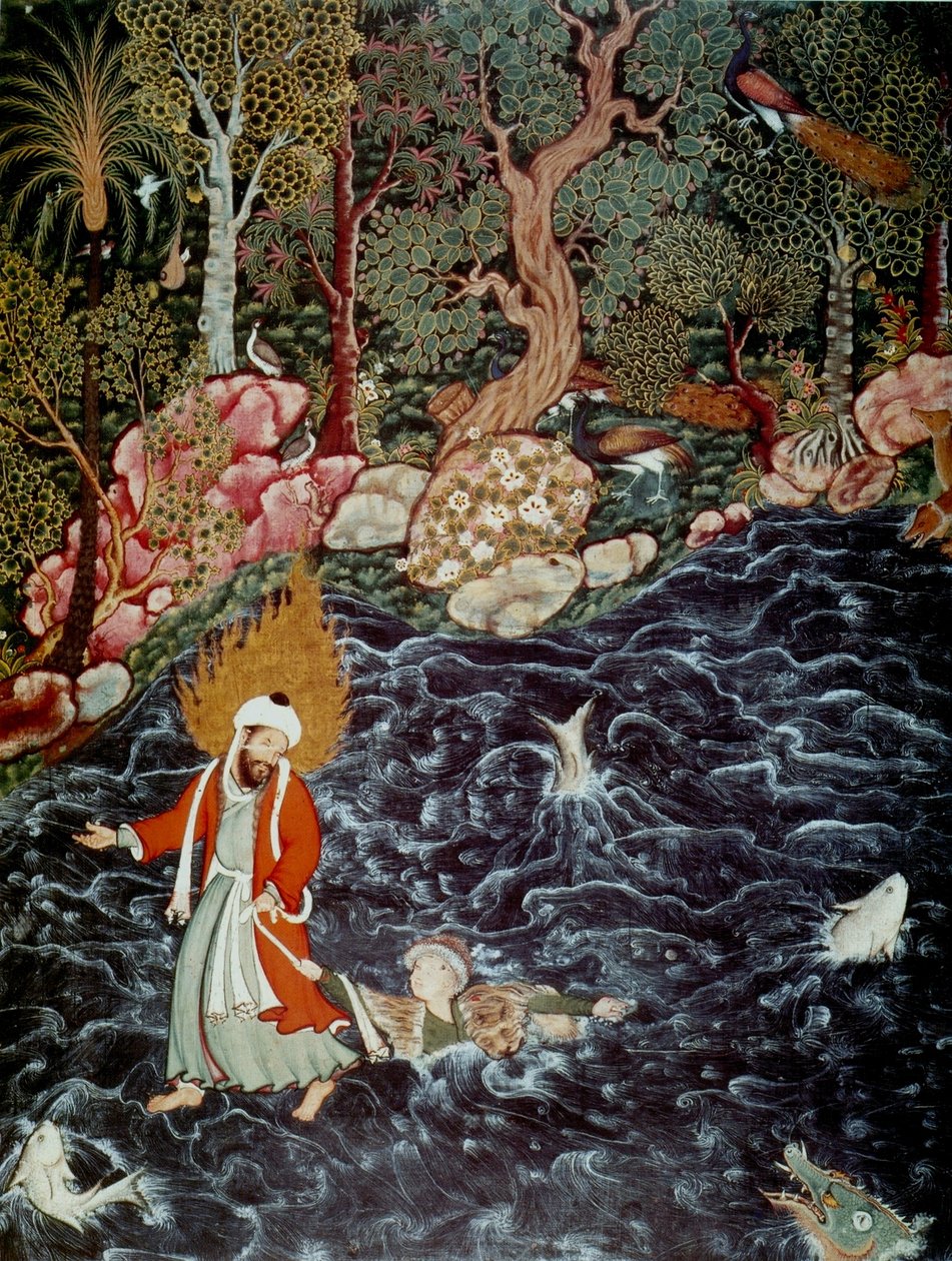 Illés próféta, aki megmentette Nur ad-Dahr herceget a Hamzanamából, 1562-1577 alkotó: Mir Sayyid Ali