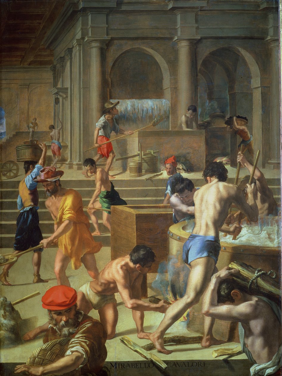 A gyapjúgyár, 1572 (pala) alkotó: Mirabello Cavalori