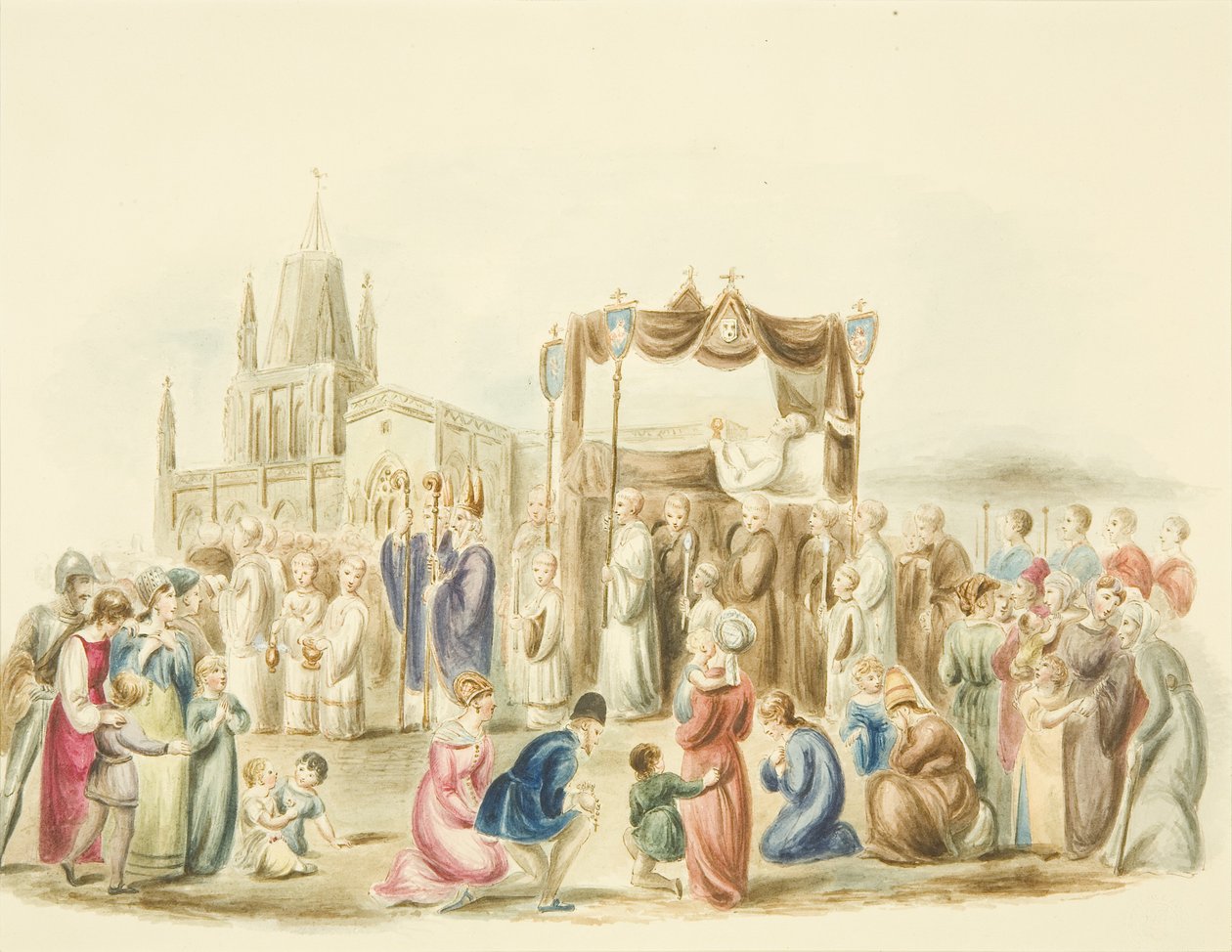 William Canynges temetése a St Mary Redcliffe előtt alkotó: Miss Martha Bird