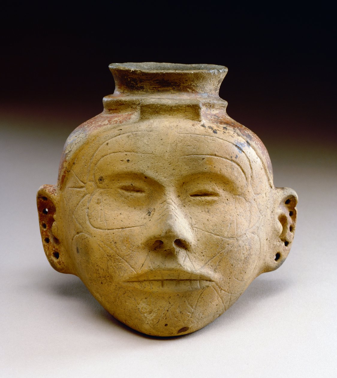 Emberi fej, 1300-1500 (kerámia) alkotó: Mississippian culture