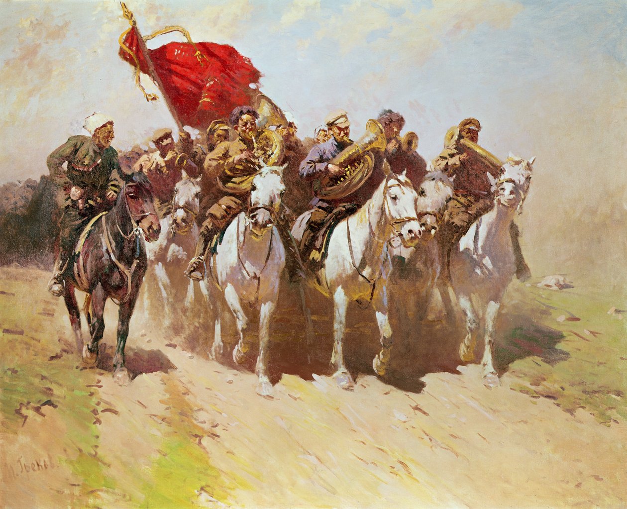 Az 1. lovas hadsereg fúvószenekara, 1934 alkotó: Mitrofan Borisovic Grekov