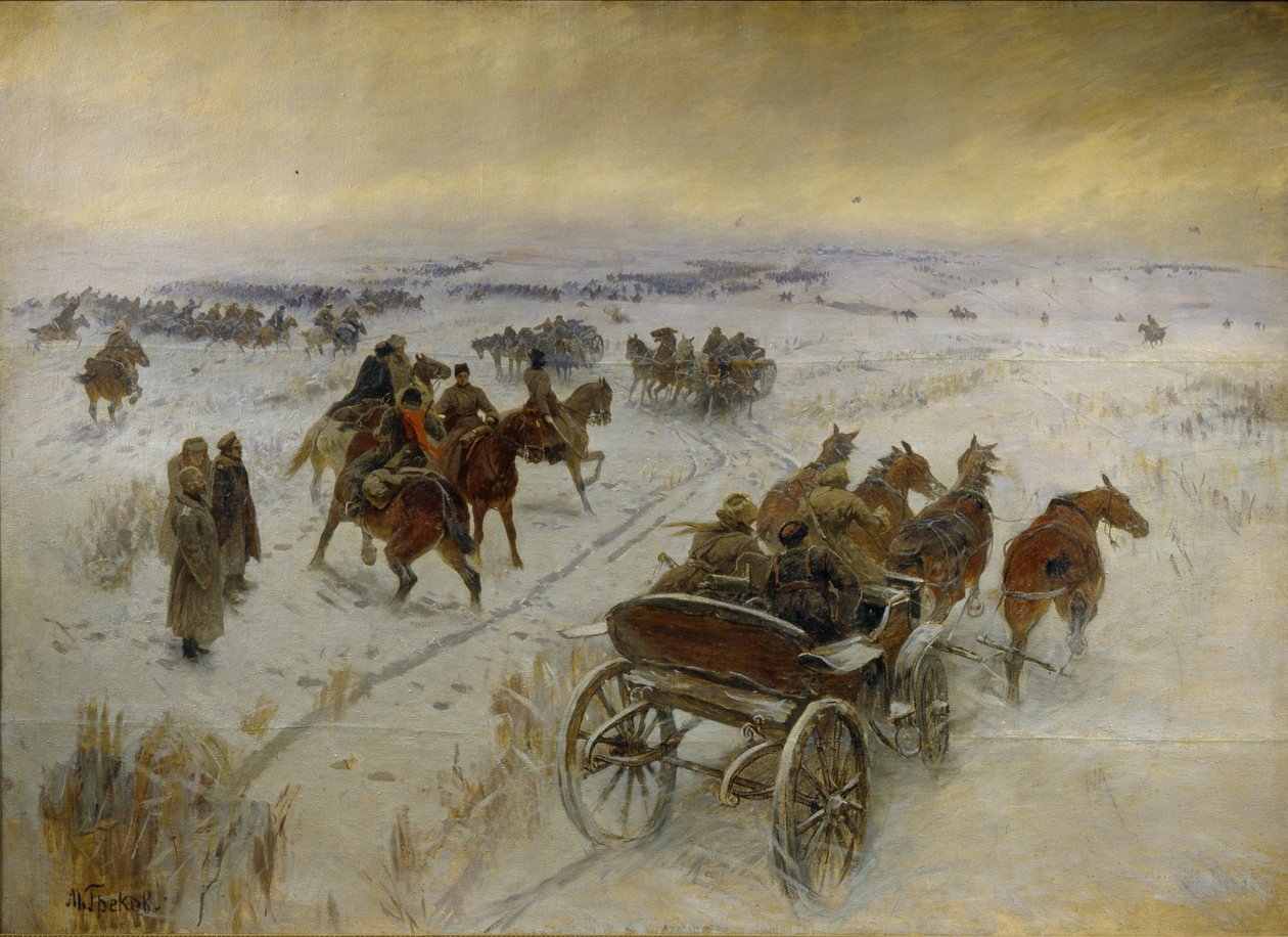 A Jegorlikszkaja csata, 1928-1929 alkotó: Mitrofan Borisovich Grekov