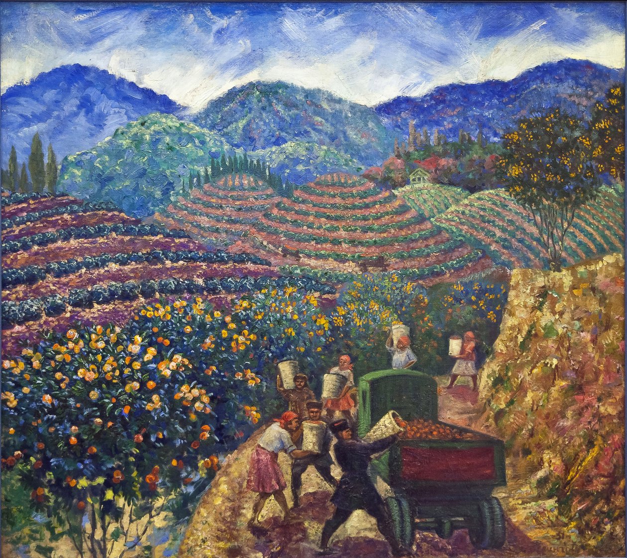 Beringov, Mitrofan Mihajlovics (1986-1937) betakarítása a chakvai állami gazdaságban. Olaj, vászon, sitz: 114x128 alkotó: Mitrofan Mikhaylovich Beringov