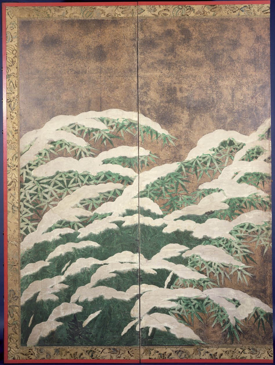 Bambusz hóban, 1600 körül (tinta, színek, arany és ezüst, papír) alkotó: Mitsuyoshi Tosa