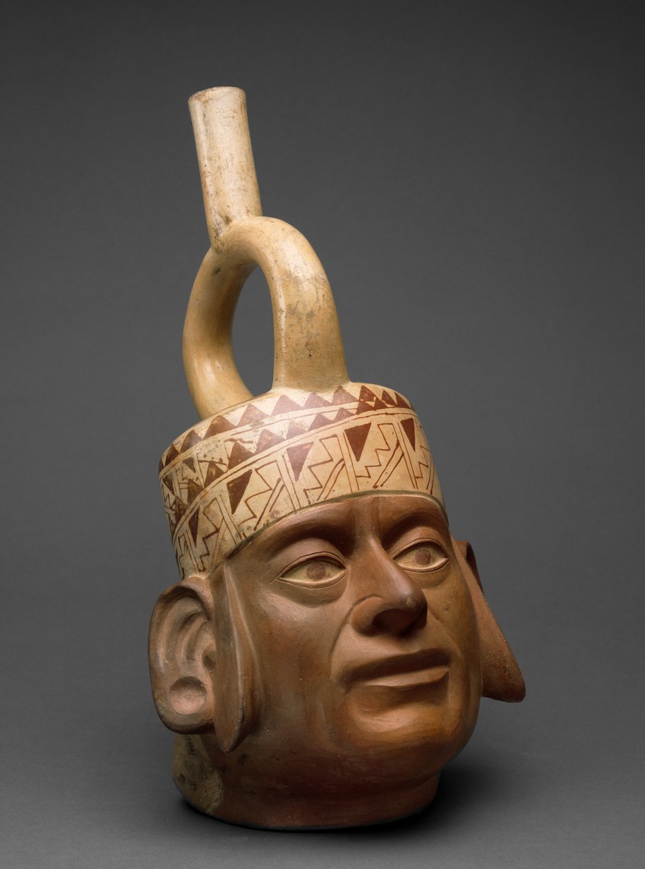 Portréfejes edény, Moche IV, 400-600 (kerámia bikróm festéssel) alkotó: Moche