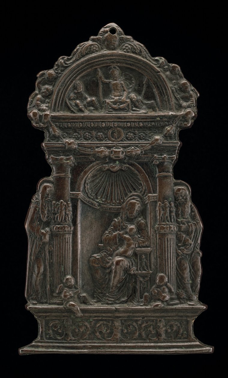 Madonna és a Szent Antal apáttal és Szent Jeromossal trónoló gyermek, 1490. alkotó: Moderno