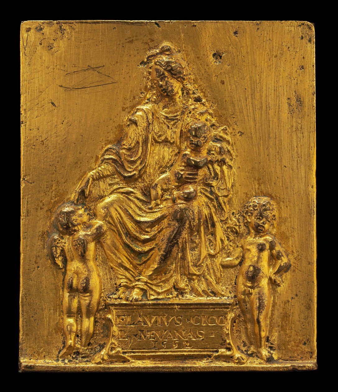 Madonna és a két angyal trónoló gyermeke, 1552. alkotó: Moderno
