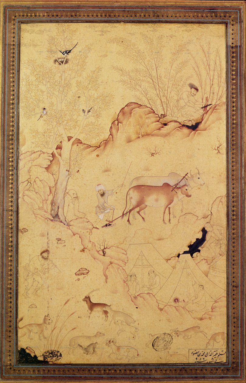 A falusi élet jelenete, Kazvin, 1578 alkotó: Mohammedi