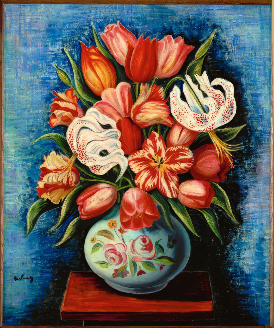 Virágcsokor tulipánnal és liliommal alkotó: Moise Kisling