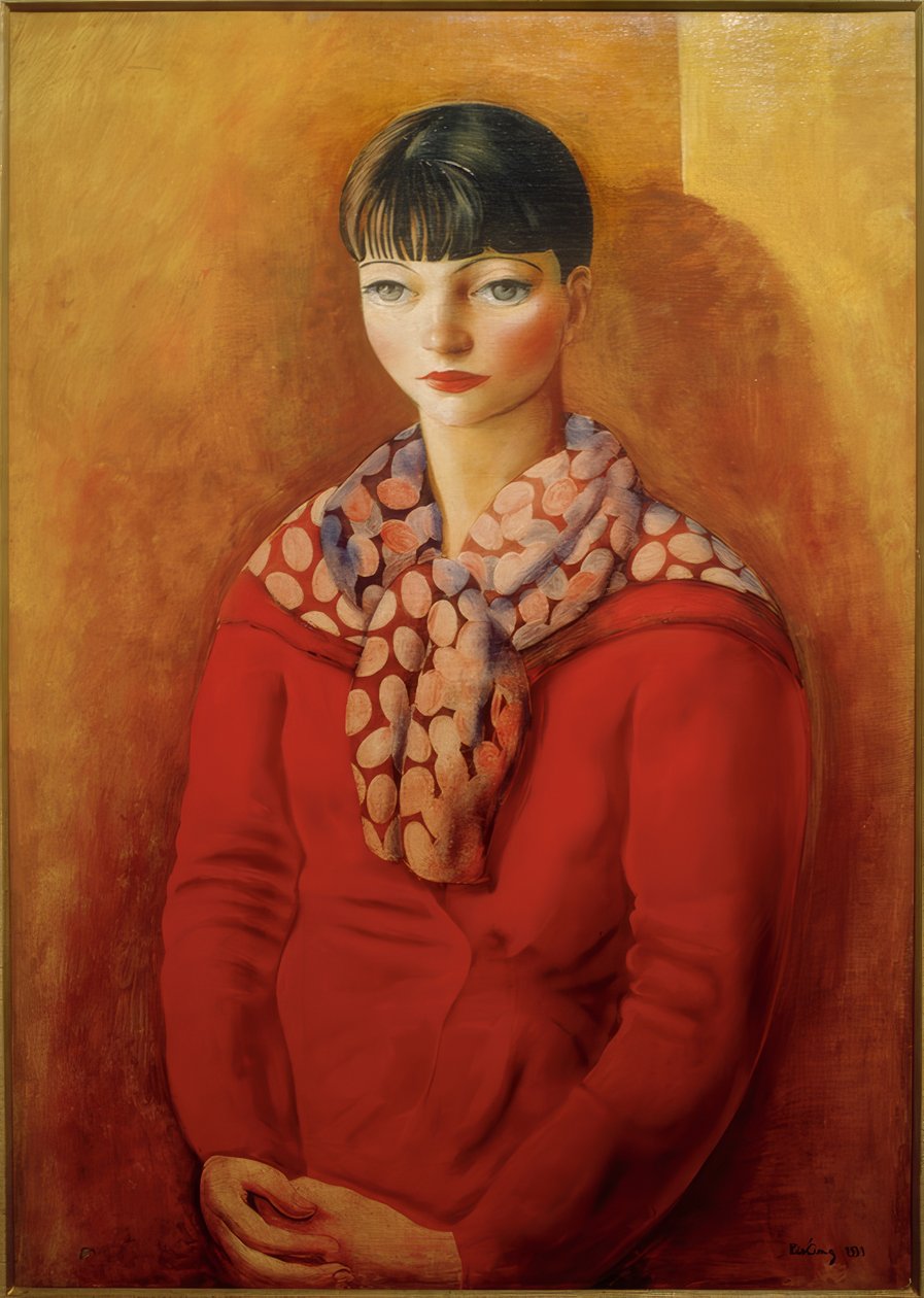 Kiki de Montparnasse piros ruhában alkotó: Moise Kisling