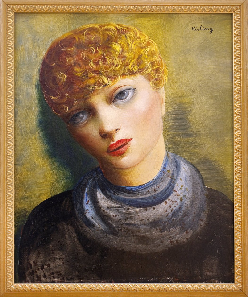 Egy fiatal nő portréja. Moise Kisling (1891-1953) lengyel származású festőművész festménye, olaj, vászon, 1950 körül. Musee des Beaux Arts de Clermont Ferrand (Clermont-Ferrand). alkotó: Moise Kisling