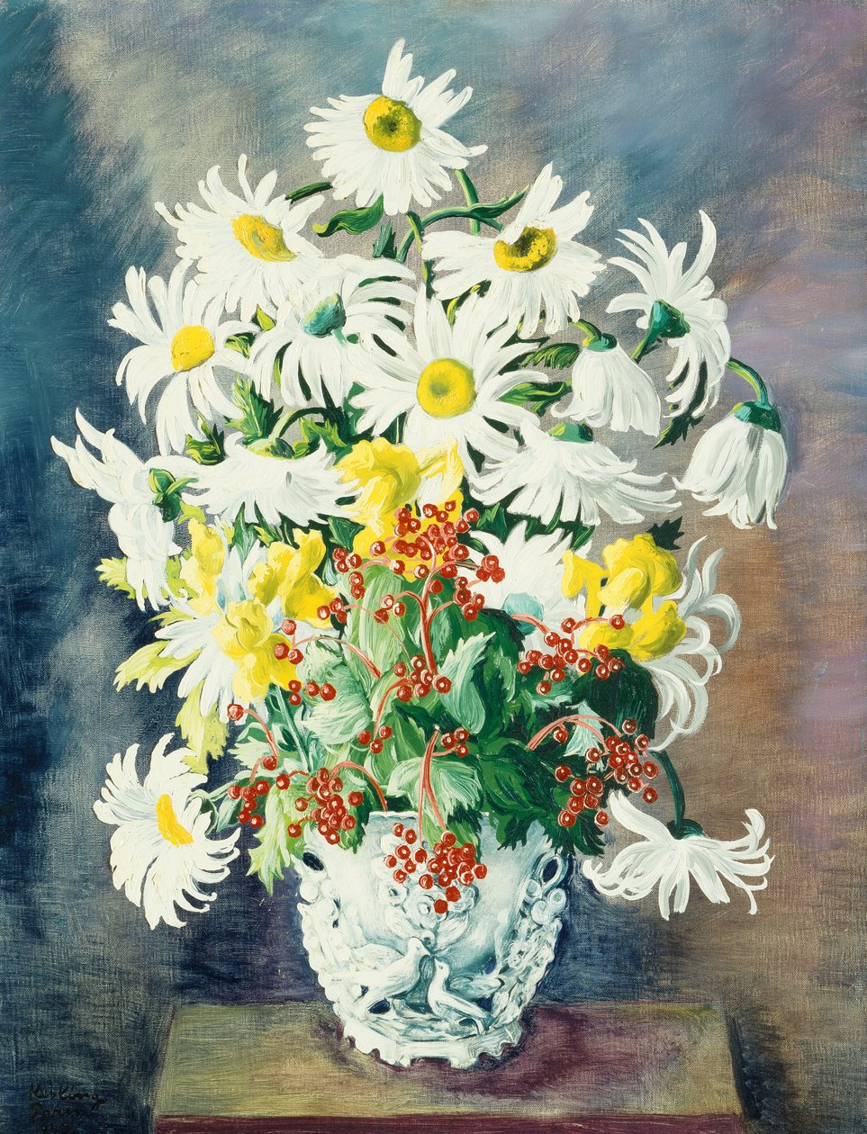 Fehér százszorszépek vázában alkotó: Moise Kisling