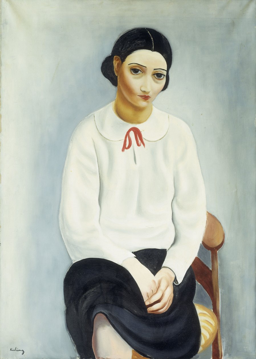 Nő fehér blúzban; Femme au Chemisier Blanc alkotó: Moise Kisling