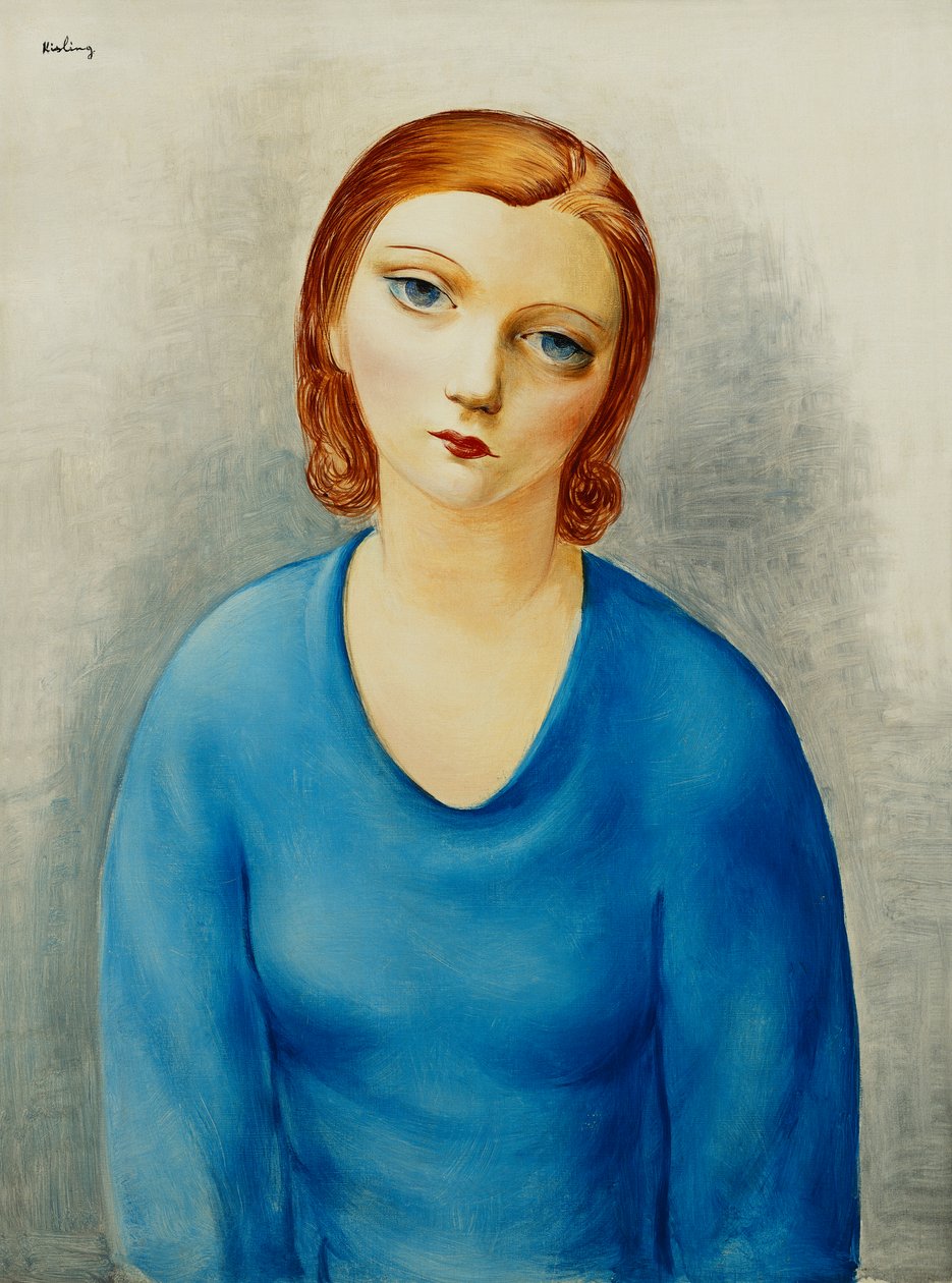 Fiatal nő kék blúzban; Jeune Femme au Corsage Bleu, 1925 körül (olaj, vászon) alkotó: Moise Kisling