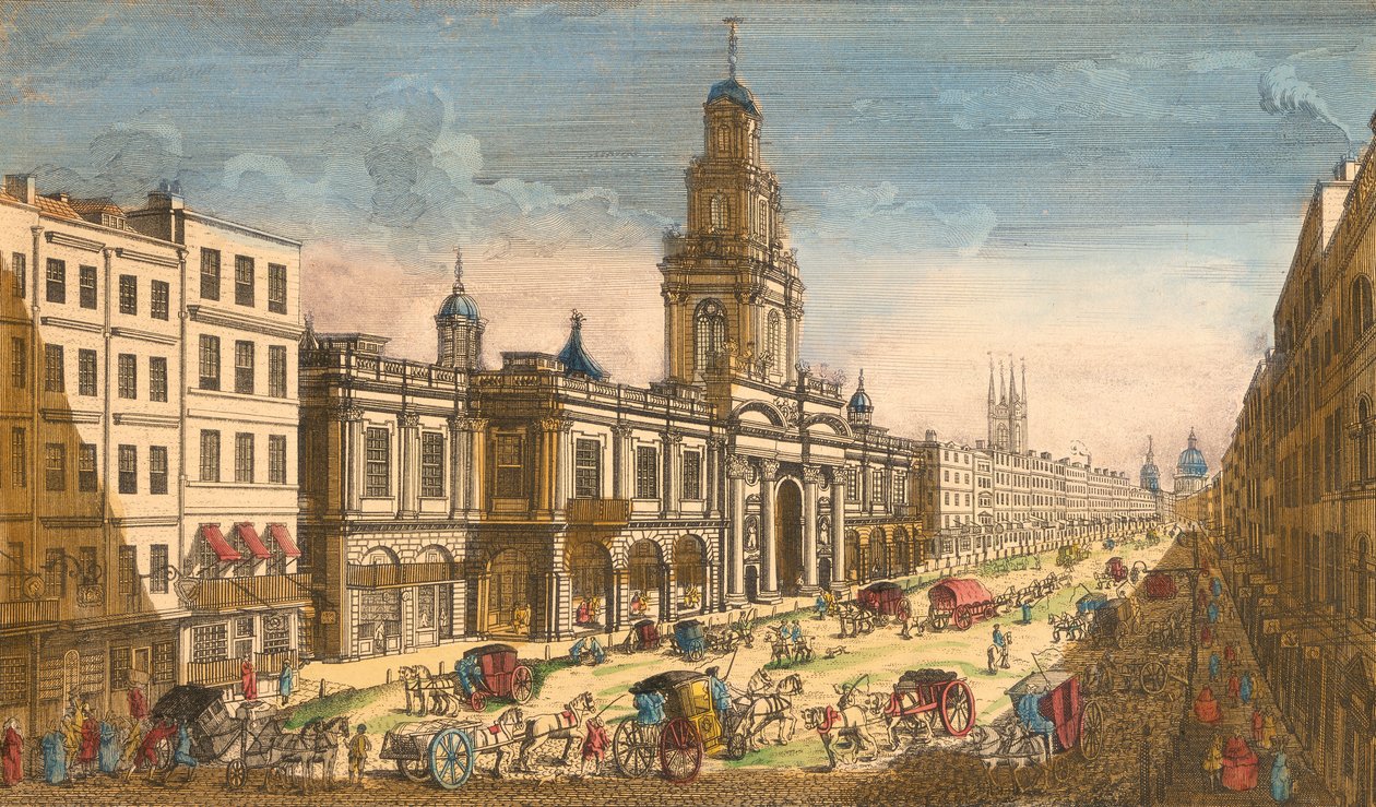 Kilátás a királyi tőzsdére, London, 1751 alkotó: Moithey Lainee