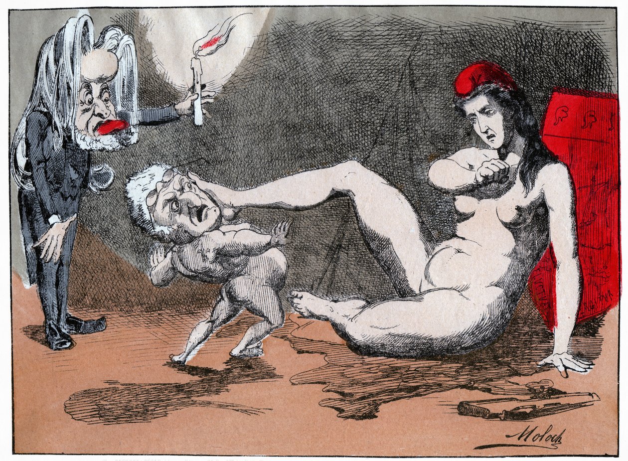 Adolphe Thiers megerőszakolja Marianne-t, 1875 körül (nyomtatott) alkotó: Moloch (1849 1909)