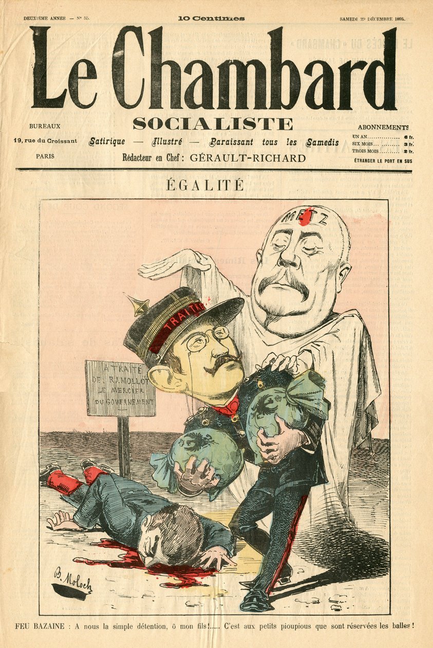A „Le Chambard Socialiste” címlapja, színekben szatirikus alkotó: Moloch