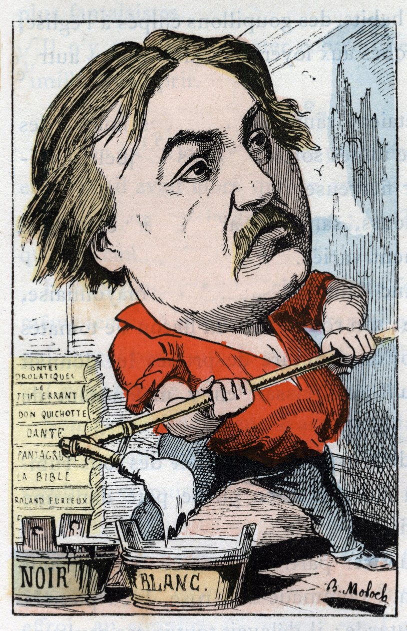 Gustave Dore, 1832-1883-as karikaturista és metsző portréja a Touchatout „Le Trombinoscope”-jában, B. Moloch karikatúrája 1882-ből (1849-1909). Magángyűjtemény. alkotó: Moloch