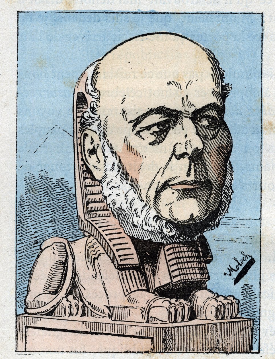 Jules Grevy (1807-1891), a Francia Köztársaság elnökének portréja Touchatout „Le Trombinoscope”-jában, B. Moloch karikatúrája 1882-ből (1849-1909). Magángyűjtemény. alkotó: Moloch