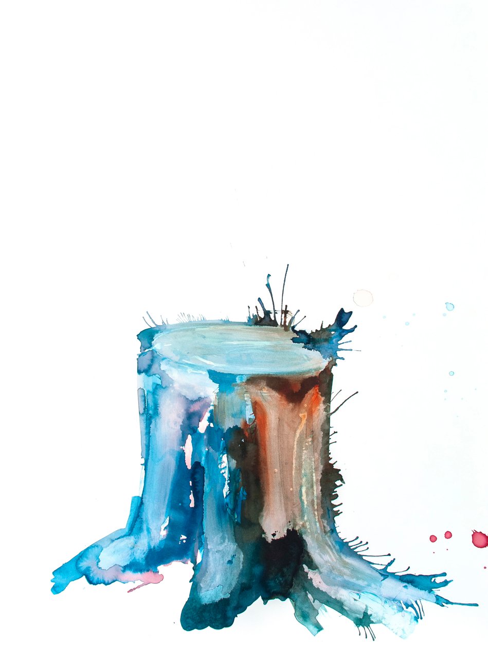 Blue Shoots, 2020 (tinta, répalé és akvarell, Bockingford papír) alkotó: Monica Perez Vega