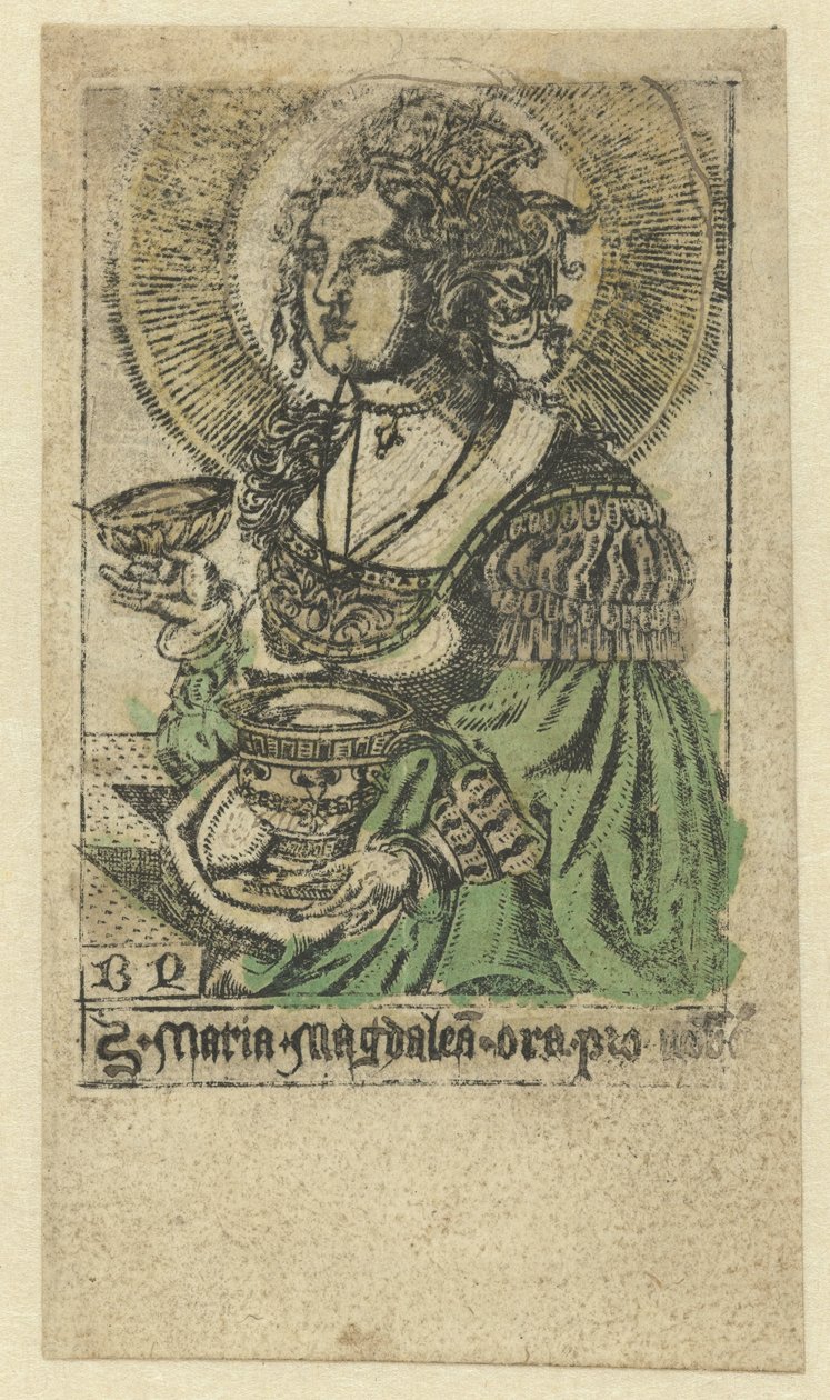 Mária Magdolna Szent Mária Magdolna könyörögj érettünk (cím a tárgyon) alkotó: Monogrammist BD (graveur)