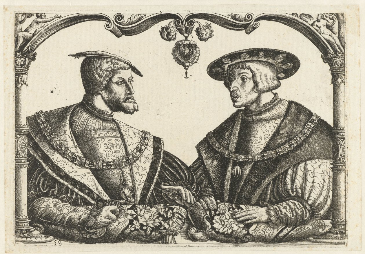 Karel V és I. Ferdinánd alkotó: Monogrammist CB met boom (attributed to)