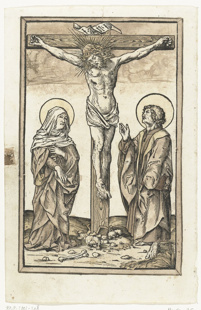 Krisztus a kereszten Máriával és Jánossal alkotó: Monogrammist DS (graveur) (attributed to)