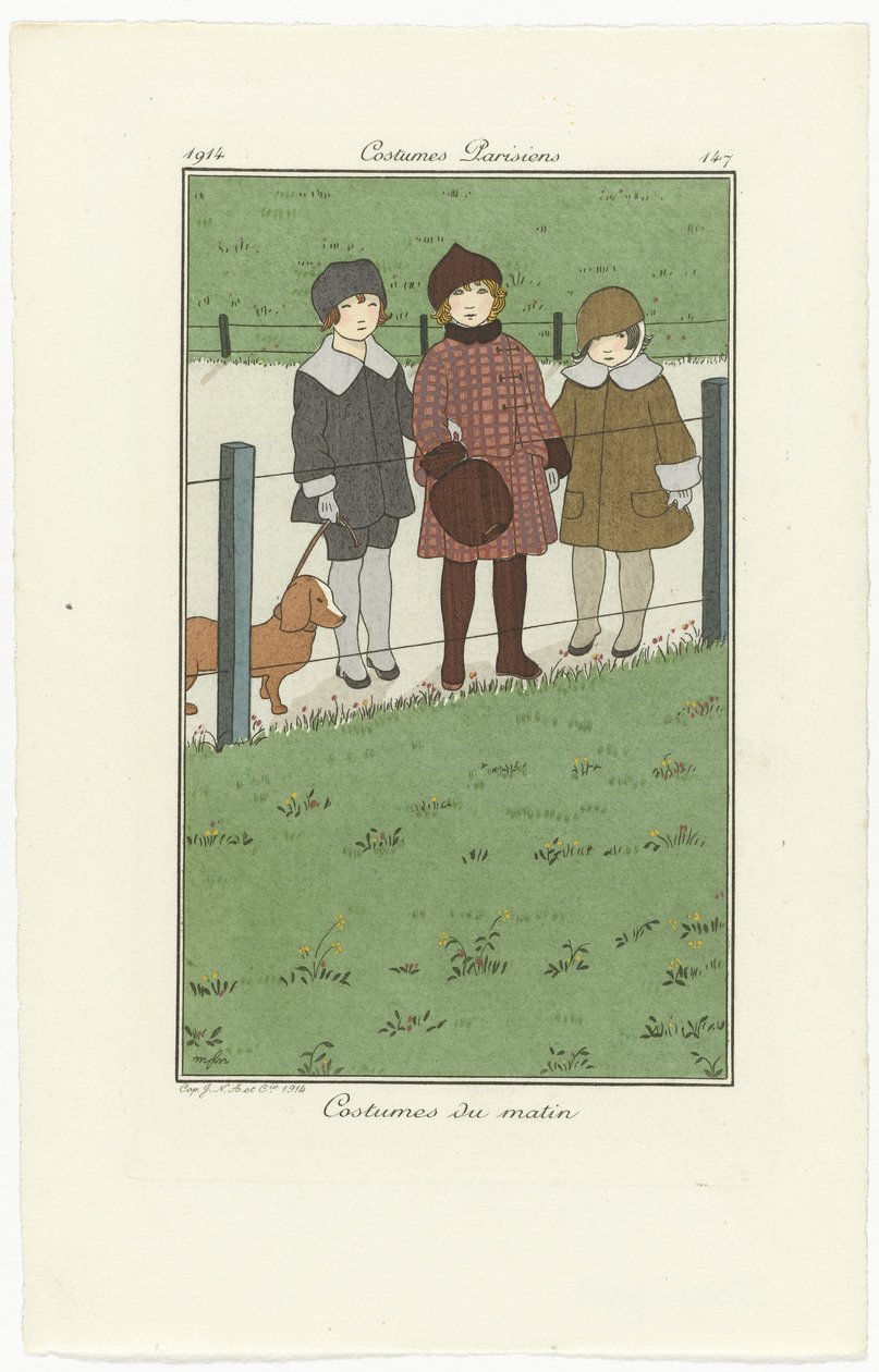 Journal des Dames et des Modes, Parisian Costumes, 1914, 147. sz.: Reggeli jelmezek alkotó: Monogrammist MFN