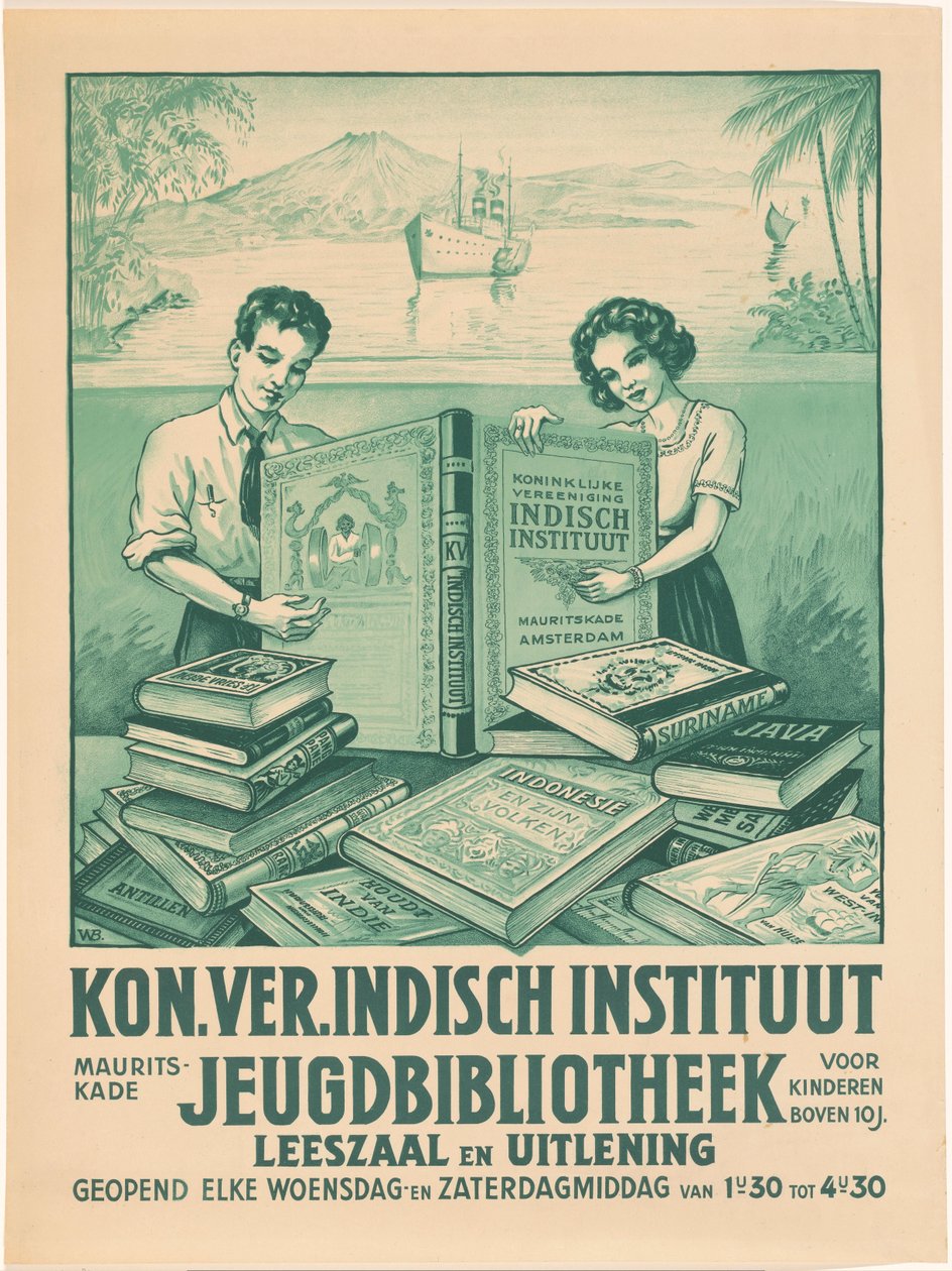 Az amszterdami Indiai Királyi Egyesület ifjúsági könyvtárának plakátja alkotó: Monogrammist WB