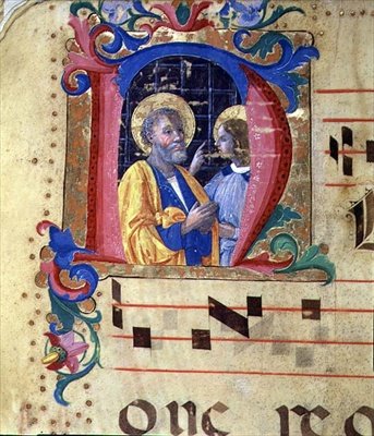 Ms 543 Történelmi kezdetű „N” Szent Lőrinccel és egy másik szenttel, egy zsoltárból, 1515 körül (vellum) alkotó: Monte di Giovanni del Fora