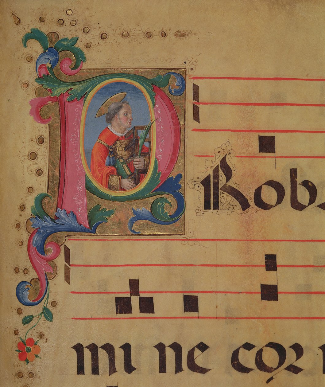 Ms 543 f.113r Történeti kezdetű P Szent Lőrincsel, egy zsoltárból, 1515 körül alkotó: Monte di Giovanni del Fora