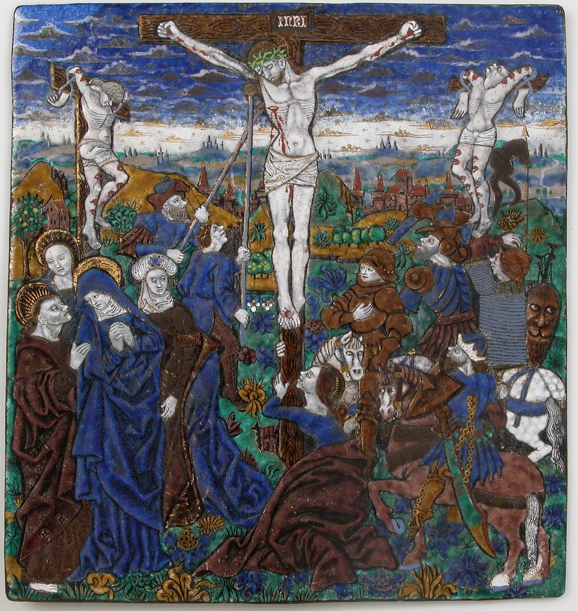 Emléktábla a keresztre feszítéssel, francia, 15. század. alkotó: Monvaerni