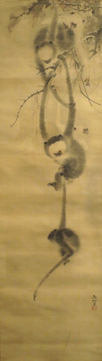 "Öt majom", Mori Sosen-nek tulajdonítva, 19. század eleje, Honolulu Museum of Art, 4916.1 alkotó: Mori Sosen
