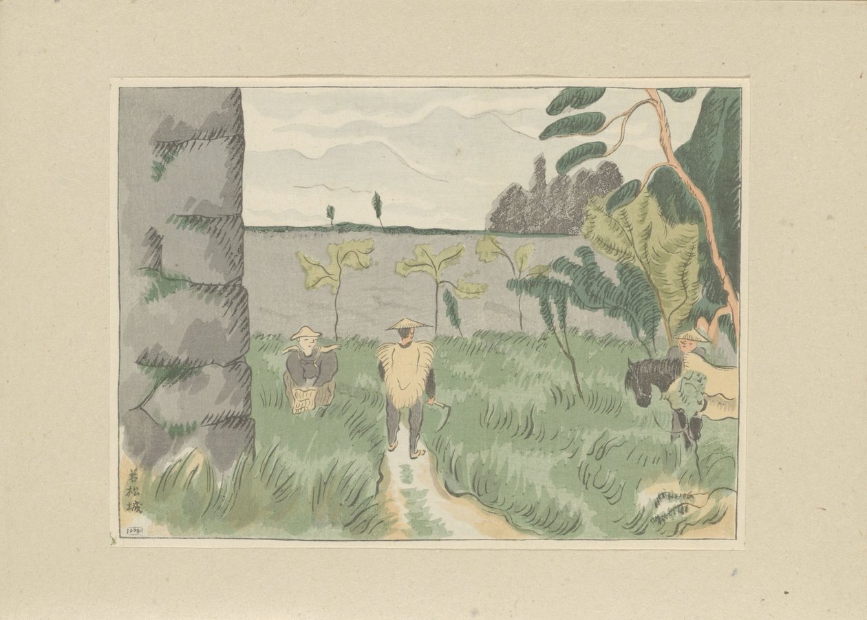 Wakamatsu kastély romjai Wakamatsujoshi Második rész, Aizu terület (sorozat címe) Dai nishû, Aizu no bu (sorozat címe) Japán tájképek (sorozat címe) Nihon fûkei hanga (sorozat címe) alkotó: Morita Tsunetomo