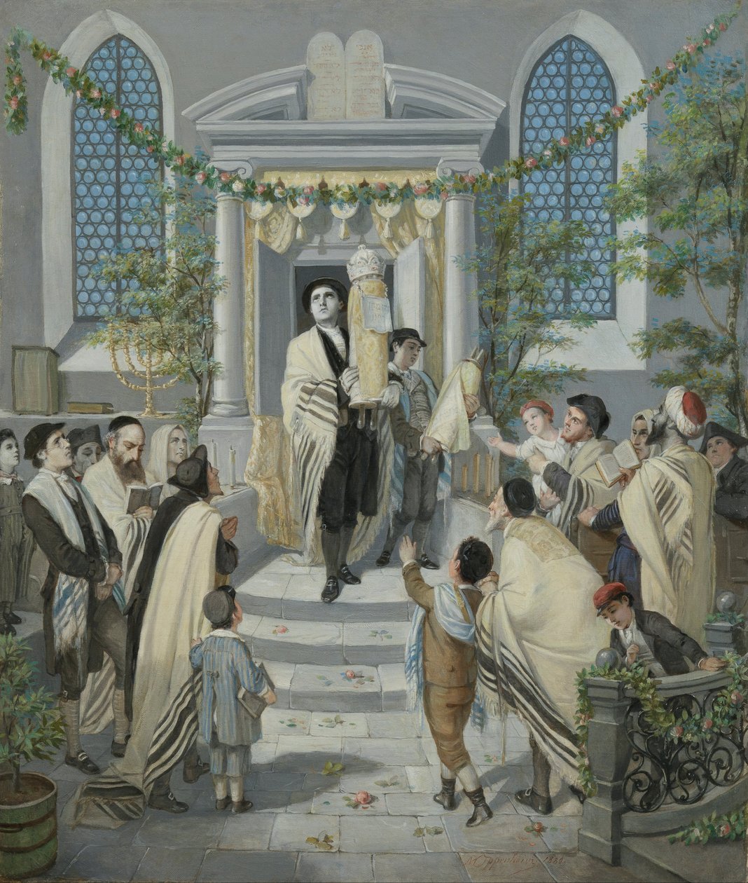 Shavuot (pünkösd) (A hét vagy pünkösdi fesztivál) alkotó: Moritz Daniel Oppenheim
