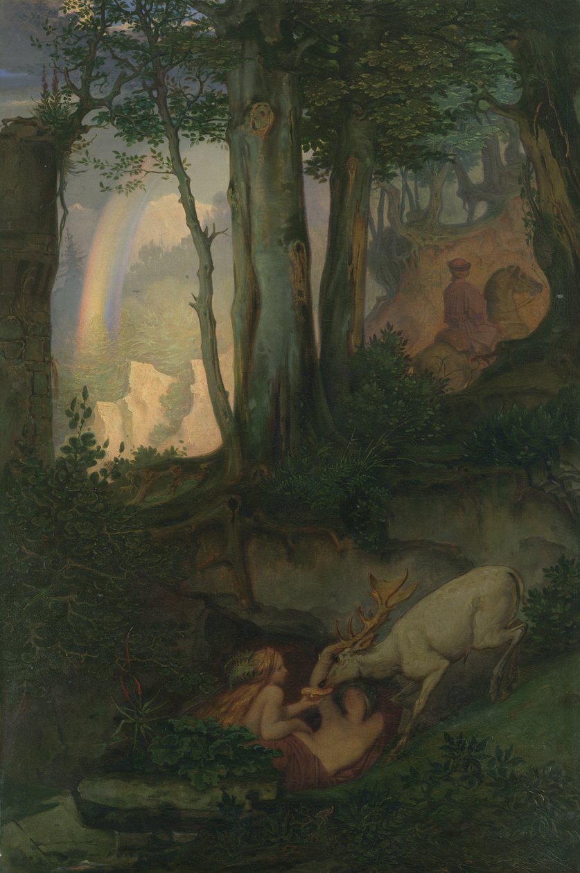 Szarvast öntözõ vízinimfák, 1844-47 körül alkotó: Moritz Ludwig von Schwind