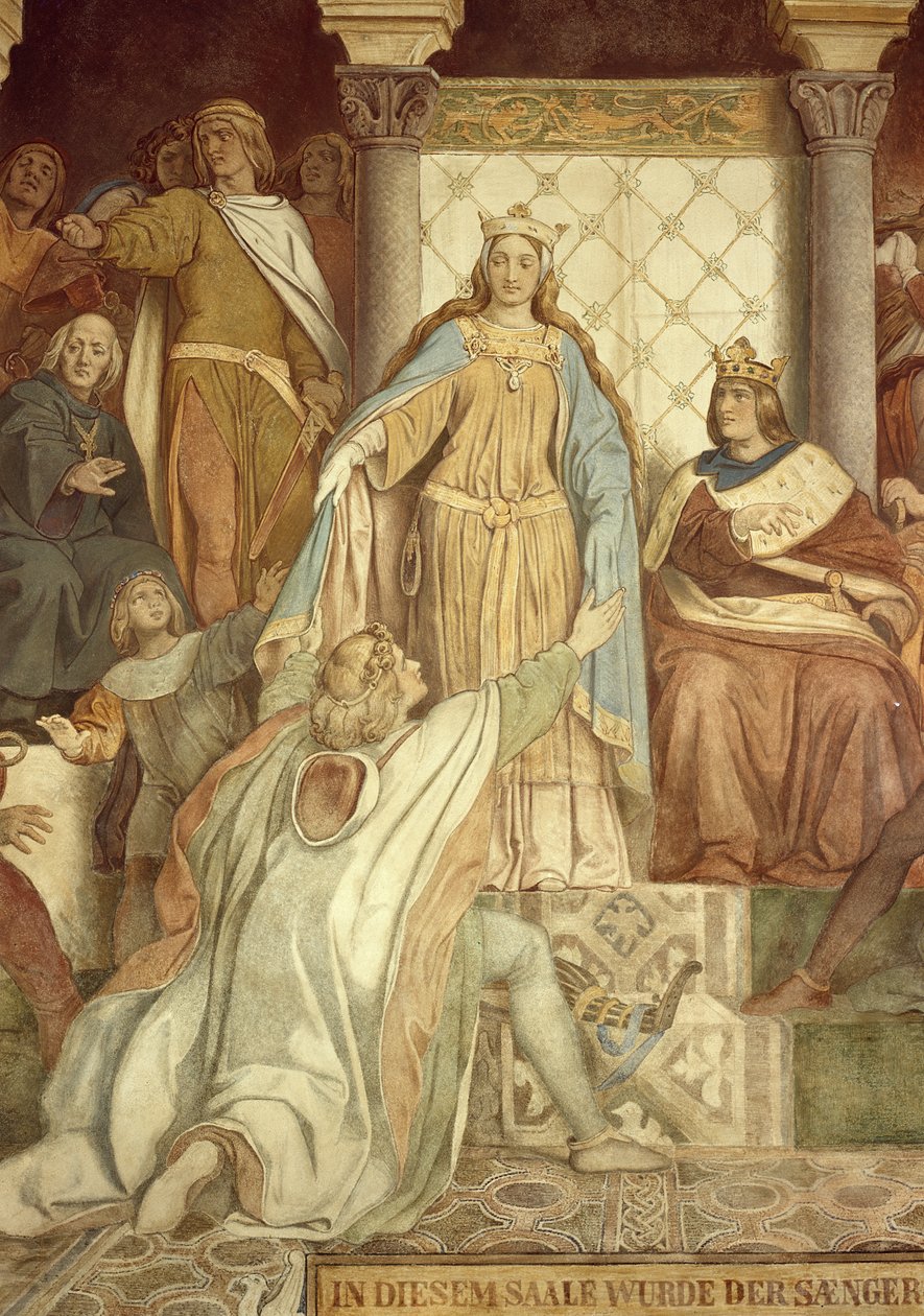Részlet a Der Saengerkreisről, Wartburg kastélyáról, 184555 körül alkotó: Moritz Ludwig von Schwind