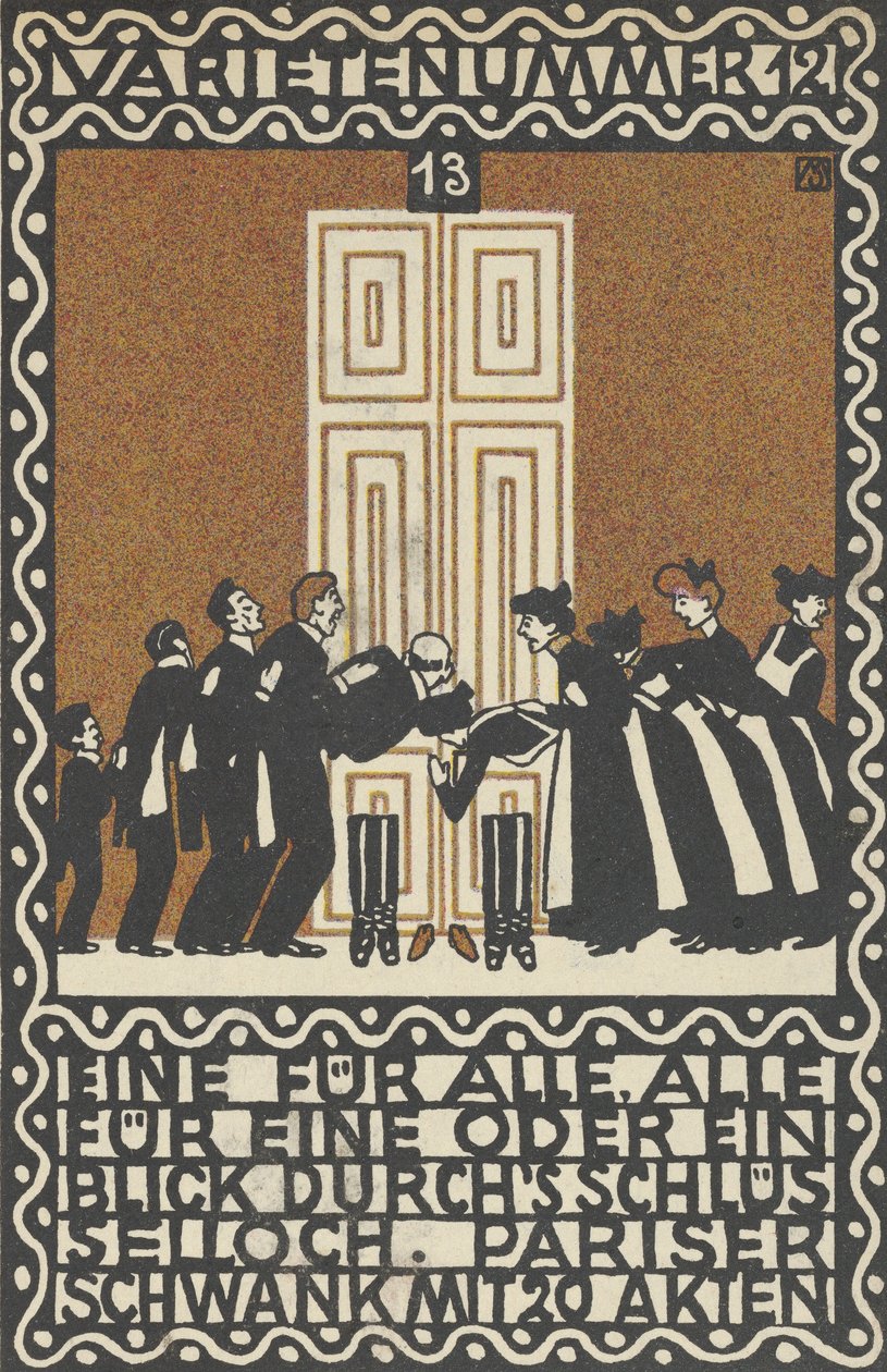 Variety Act 12: Egy mindenkiért, mindenki egyért vagy egy pillantás a Kulcslyukon keresztül Varietenummer 1..., 1907. alkotó: Moritz Jung